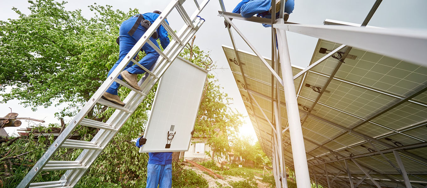 Livic team installing solar panels in Hyderabad